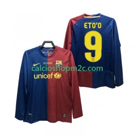 Barcellona ETO O 9 Champions League 2008 2009 Retro Maglia Prima Manica Lunga